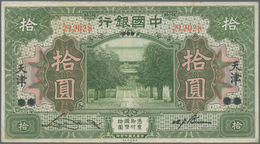 China: 10 Yuan 1918 Tientsin Overprint On Peking Pick 53r, Used With Folds And Stain In Paper, Proba - Chine