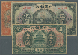 China: Set Of 6 Banknotes Containing 1 Dollar Amoy 1930 P. 67 (F), 2x 5 Yuan 1926 Shanghai P. 66a,b - China