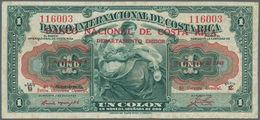 Costa Rica: 1 Colon 1943 Banco Nacional De Costa Rica, Red Overprint On Banco Internactional De Cost - Costa Rica