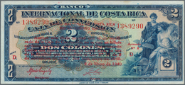 Costa Rica: 2 Colones 1940 Banco Nacional De Costa Rica P. 197b, S/N 1389290, With Red Overprint, In - Costa Rica
