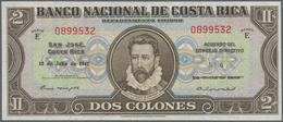 Costa Rica: Set Of 3 Notes Containing 1 Colon 1942 P. 201a (UNC), 2 Colones 1946 P. 203a (UNC) And 2 - Costa Rica