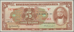 Costa Rica: 5 Colones 1947 P. 209c, S/N 57483, Light Handling In Paper, Otherwise Perfect, More Rare - Costa Rica