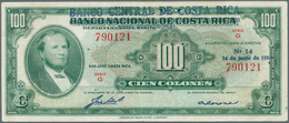 Costa Rica: 100 Colones 1954 P. 219a, Rarer Issue With Black Overprint "Banco Central De Costa Rica" - Costa Rica
