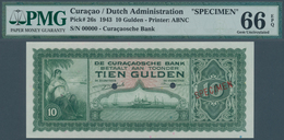 Curacao: 10 Gulden 1943 SPECIMEN, P.26s In Perfect Condoition, PMG Graded 66 Gem Uncirculated EPQ - Otros – América