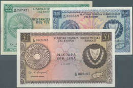 Cyprus / Zypern: Set Of 3 Notes Containing 250 Mils 1976 P. 41 (aUNC+), 500 Mils 1979 P. 42 (F+) And - Chipre