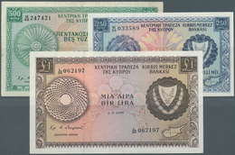 Cyprus / Zypern: Set Of 3 Notes Containing 250 Mils 1976 P. 41 (aUNC+), 500 Mils 1979 P. 42 (F+) And - Chypre