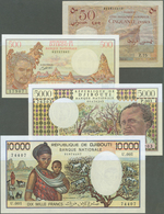 Djibouti / Dschibuti: Set Of 8 Banknotes Containing 50 Francs ND(1952) P. 25 (F), 10.000 Francs ND(1 - Djibouti