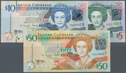 East Caribbean States / Ostkaribische Staaten: Set Of 3 Notes Containing 5 Dollars Letter "A" ND(200 - Caraïbes Orientales