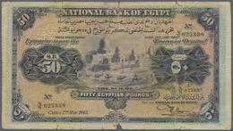 Egypt / Ägypten: National Bank Of Egypt 50 Pounds May 2nd 1945, P.15c With Signature: Nixon, Well Wo - Egypte