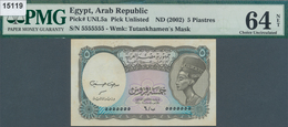 Egypt / Ägypten: 5 Piastres ND(2002) P. New With Rare Serial Number #5555555 In Condition: PMG Grade - Egypt