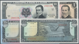 El Salvador: Set Of 9 Notes Containing 1 Colon 1971 P. 115 (UNC), 2 Colones 1976 P. 124 (UNC), 1 Col - El Salvador