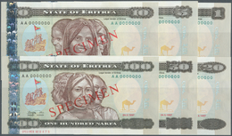 Eritrea: Set Of 6 SPECIMEN Banknotes Eritrea From 1 To 100 Nakfa 1997 P. 1s To 6s, All With Zero Ser - Erythrée