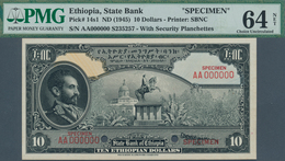 Ethiopia / Äthiopien: 10 Dollars ND(1945) Specimen P. 14s, With Front And Back Separately Printed, B - Etiopia