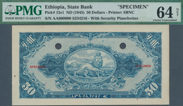Ethiopia / Äthiopien: 50 Dollars ND(1945) Specimen P. 15s, With Front And Back Separately Printed, B - Ethiopie