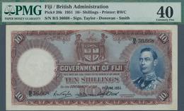 Fiji: 10 Shillings 1951 P. 38k, Condition: PMG Graded 40 XF. - Fidji