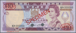 Fiji: 10 Dollars ND Specimen P. 84s With Red "Specimen" Overprint At Center On Front And Back, 2 Ova - Fidji