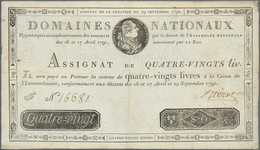 France / Frankreich: Domaines Nationaux 80 Livres 1790 Assignat, P.A37, Great Original Shape With Li - 1955-1959 Sovraccarichi In Nuovi Franchi