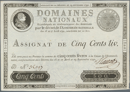 France / Frankreich: Domaines Nationaux 500 Livres 1790 Assignat, Extremely Rare And High Denomoinat - 1955-1959 Sovraccarichi In Nuovi Franchi