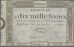 France / Frankreich: Assignat 10.000 Frans 1795 P. A82 In Used Condition With Several Folds, No Larg - 1955-1959 Sobrecargados (Nouveau Francs)