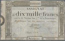 France / Frankreich: Assignat 10.000 Frans 1795 P. A82 In Used Condition With Several Folds, No Larg - 1955-1959 Sovraccarichi In Nuovi Franchi