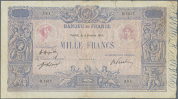 France / Frankreich: Set Of 2 Notes 1000 Francs 1919 And 1925 P. 67h,j, Both In Used Condition With - 1955-1959 Surchargés En Nouveaux Francs