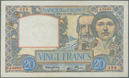 France / Frankreich: 20 Francs 04.12.1941 P. 92b, Light Folds In Paper, Washed And Pressed Even It W - 1955-1959 Sobrecargados (Nouveau Francs)