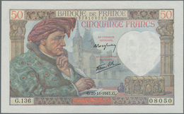 France / Frankreich: 50 Francs 1941 P. 93 In Crisp Original Condition With Great Embossing Of The Pr - 1955-1959 Sobrecargados (Nouveau Francs)