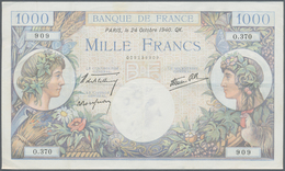 France / Frankreich: Set Of 10 MOSTLY CONSECUTIVE Notes 1000 Francs "Commerce & Industrie" 1940-44 P - 1955-1959 Sovraccarichi In Nuovi Franchi