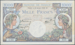 France / Frankreich: Set Of 9 MOSTLY CONSECUTIVE Notes 1000 Francs "Commerce & Industrie" 1940-44 P. - 1955-1959 Sobrecargados (Nouveau Francs)