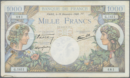 France / Frankreich: Set Of 5 MOSTLY CONSECUTIVE Notes 1000 Francs "Commerce & Industrie" 1940-44 P - 1955-1959 Sovraccarichi In Nuovi Franchi