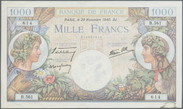 France / Frankreich: Set Of 5 MOSTLY CONSECUTIVE Notes 1000 Francs "Commerce & Industrie" 1940-44 P - 1955-1959 Sovraccarichi In Nuovi Franchi