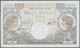 France / Frankreich: Set Of 3 CONSECUTIVE Notes 1000 Francs "Commerce & Industrie" 1940-44 P. 96, Fr - 1955-1959 Sovraccarichi In Nuovi Franchi