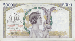 France / Frankreich: Set Of 2 CONSECUTIVE Notes 5000 Francs "Victoire" 1941 P. 97, S/N 25406175 & -1 - 1955-1959 Sobrecargados (Nouveau Francs)