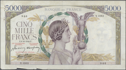 France / Frankreich: Large Lot Of 10 CONSECUTIVE Notes Of 5000 Francs "Victoire" 1942 P. 97 Numberin - 1955-1959 Sobrecargados (Nouveau Francs)