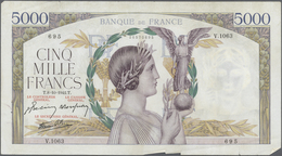 France / Frankreich: Large Lot Of 25 MOSTLY CONSECUTIVE Notes Of 5000 Francs "Victoire" 1943 P. 97 N - 1955-1959 Sobrecargados (Nouveau Francs)