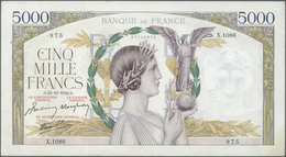 France / Frankreich: Set Of 2 Notes 5000 Francs 1942 & 1943 P. 97, Both With Crisp Paper, Original S - 1955-1959 Sobrecargados (Nouveau Francs)