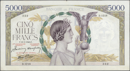 France / Frankreich: Set Of 2 CONSECUTIVE Notes 5000 Francs "Victoire" 1943 P. 97, S/N 30428351 & -3 - 1955-1959 Sobrecargados (Nouveau Francs)