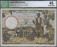 France / Frankreich: 1000 Francs Trésor Central 1942 (Revalidation Overprint "TRÉSOR", 1945), Issued - 1955-1959 Sovraccarichi In Nuovi Franchi