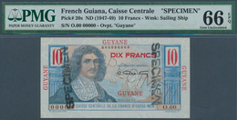 French Guiana / Französisch-Guayana: 10 Francs ND(1947-49) P. 20s In Condition: PMG Graded 66 Gem UN - Guyana Francese