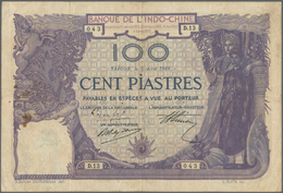 French Indochina / Französisch Indochina: 100 Piastres 1919 P. 39 Issued In Saigon, Used With Vertic - Indochina