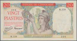 French Indochina / Französisch Indochina: 20 Piastres ND P. 81a, Used With Center Fold, Light Dints - Indocina