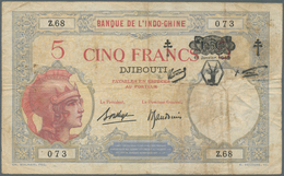 French Somaliland / Französisch Somaliland: Banque De L'Indochine - 5 Francs 1943 With Overprint Cro - Altri – Africa