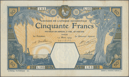 French West Africa / Französisch Westafrika: 50 Francs 1929 DAKAR P. 9Bc, With Additional Serial Num - États D'Afrique De L'Ouest