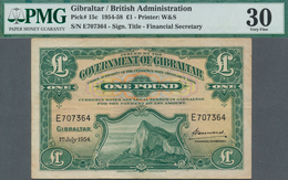 Gibraltar: 1 Pound 1954, P.15c, Lightly Toned Paper And A Few Folds, PMG Graded 30 Very Fine - Gibilterra