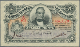 Greece / Griechenland: Highly Rare Note 5 Drachmai 1897 P. 42, In Exceptional Condition With Only Li - Grecia