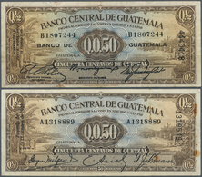 Guatemala: Pair With 50 Centavos De Quetzal Banco Central De Guatemala 1938 P.13a (F) And 50 Centavo - Guatemala