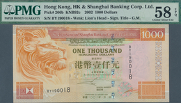 Hong Kong: 1000 Dollars 2002 P. 206b In Condition: PMG Graded 58 Choice AUNC EPQ. - Hong Kong