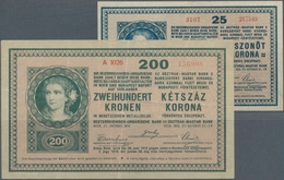 Hungary / Ungarn: Pair With 25 And 200 Korona 1918, P.13, 14, Both In Nice Condition With A Few Mino - Ungheria