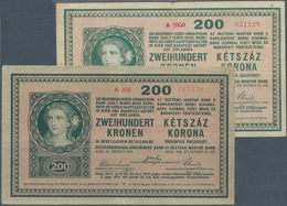 Hungary / Ungarn: Osztrák-magyar Bank / Oesterreichisch-ungarische Bank Pair With 200 Kronen 1918, O - Hungría