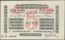 India / Indien: Very Rare Specimen Of 5 Rupees 26.2.1915, Letter "L" For Lahore, Government Of India - Inde